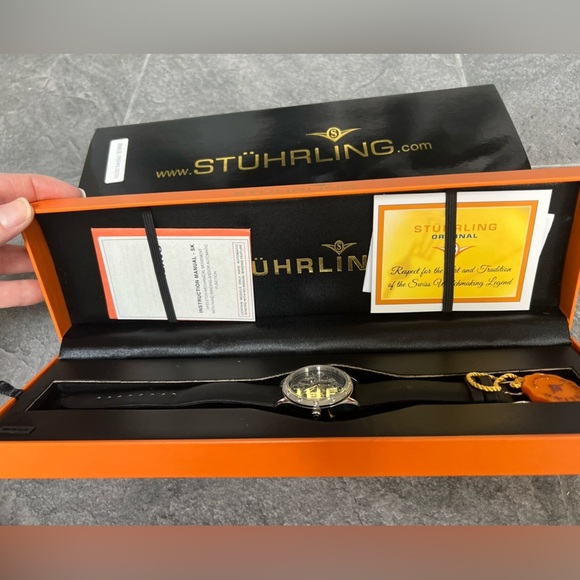 Stuhrling SkeletonWatch With Black Leather Band - Picture 2 of 10